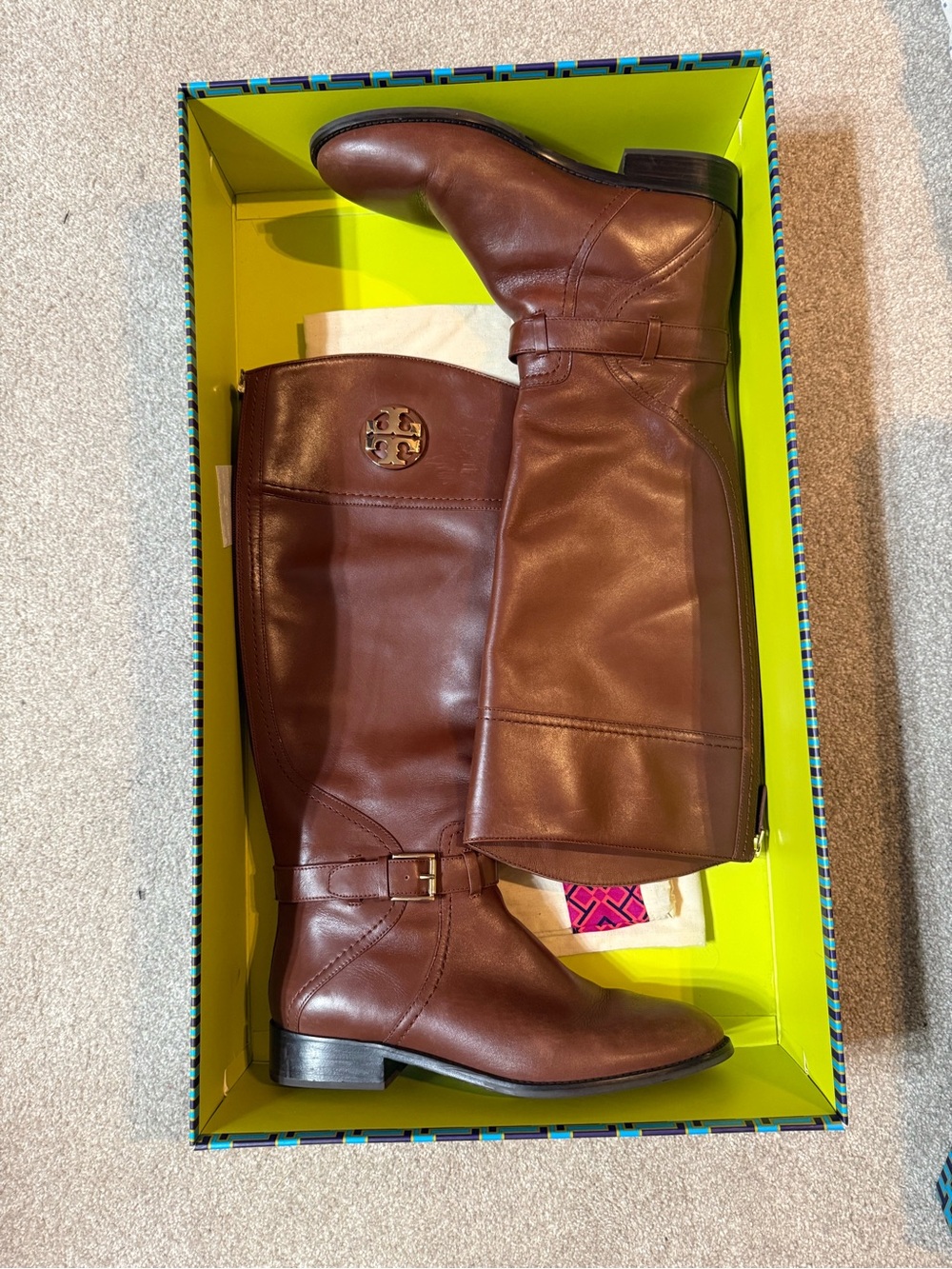 Tory Burch Chestnut Brown Leather Boots